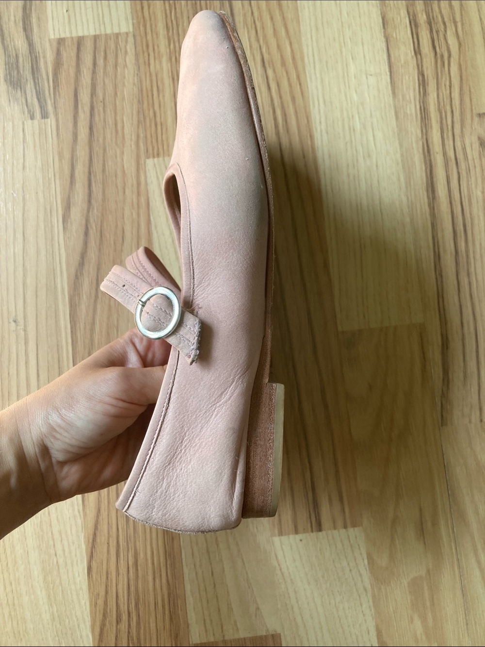 Poppy Barley Blush Modern-Day Mary Jane Suede Flats with Silver Buckle - Picture 8 of 10
